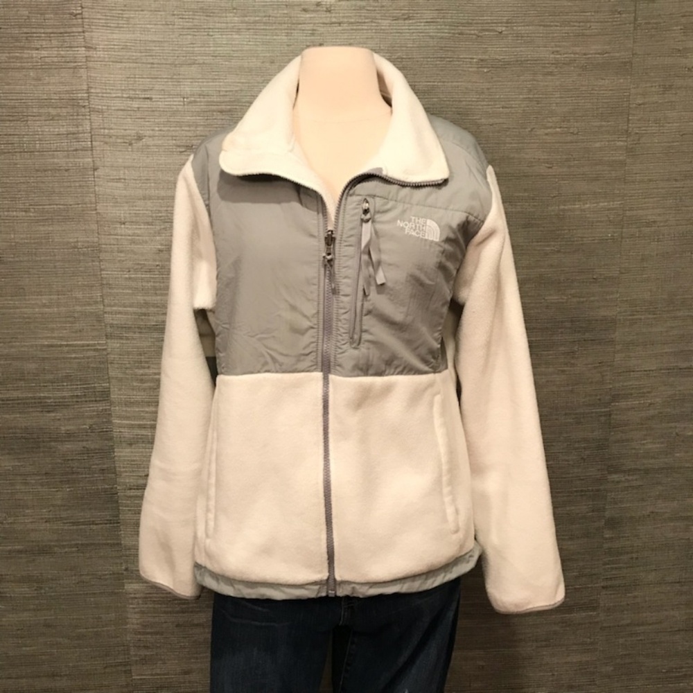 North Face Fleece in white and gray- size large